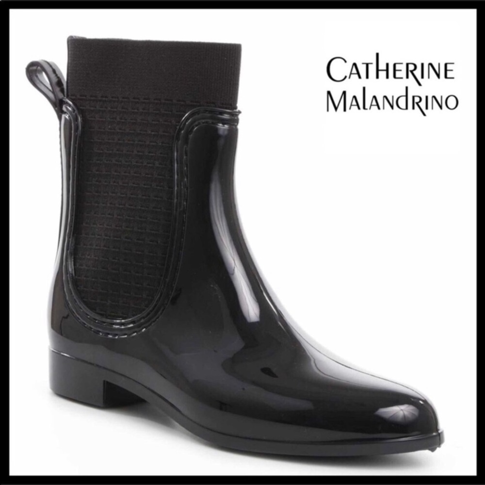 BLACK WATERPROOF ANKLE BOOTIES RAIN BOOTS A2C - Picture 16 of 16